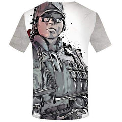 Rainbow T-shirt Men Military Tshirt Anime Graffiti T-shirts Graphic Gun Tshirts Casual Ink T-shirts 3d Short Sleeve Fashion - KYKU