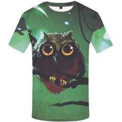 Owl T-shirt Men Animal Tshirt Printed Graffiti T-shirts Graphic Art Tshirts Novelty Abstract Shirt Print Short Sleeve summer Men - KYKU