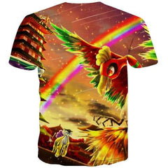 Eagle T-shirt Men Animal Shirt Print Flame Tshirts Casual Rainbow T-shirts Graphic Cartoon Tshirts Novelty Short Sleeve T shirts - KYKU