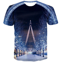 Ferris wheel street lights shirts top tee festival men Cool art costume Christmas