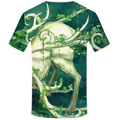 Deer T-shirt Men Animal T shirts Funny Forest Tshirts Cool Leaf Tshirt Anime Harajuku Tshirts Novelty Short Sleeve Hip hop - KYKU