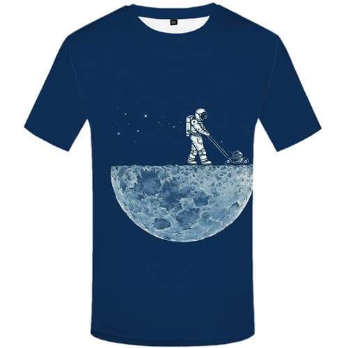 Space Galaxy T-shirt Men Astronaut Tshirt Printed Moon Shirt Print Metal Tshirt Anime Funny T-shirts 3d Short Sleeve summer Mens - KYKU