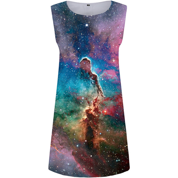 Galaxy Dress Women Nebula Party Space Ladies Dresses Colorful Boho Art Korean Style Womens Clothing Vintage