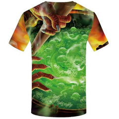 Halloween T-shirt Men Harajuku Tshirts Casual Green Shirt Print Psychedelic Tshirts Novelty Witch Tshirt Printed Short Sleeve - KYKU