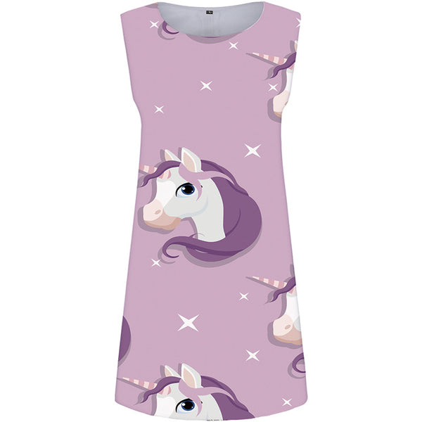 Unicorn Dress Women Purple Short Star Tank Animal Office Womens Clothing Tassel