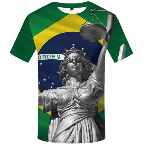 Goddess Of Justice T-shirt Men Statue Tshirts Casual Brazilian Flag Tshirt Anime Character T-shirts 3d Short Sleeve Full Print