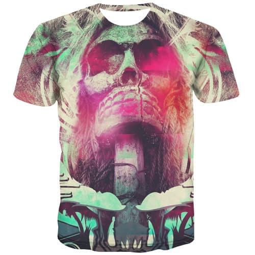 Skull T-shirt Men Terror Tshirt Anime Colorful T-shirts Graphic Funny Tshirt Printed Rock Tshirts Casual Short Sleeve T shirts - KYKU