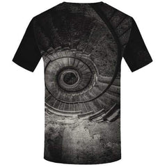 Psychedelic T-shirt Men Dizziness T-shirts Graphic Gray Tshirt Printed Black Hole Tshirts Novelty Eye Shirt Print Short Sleeve - KYKU