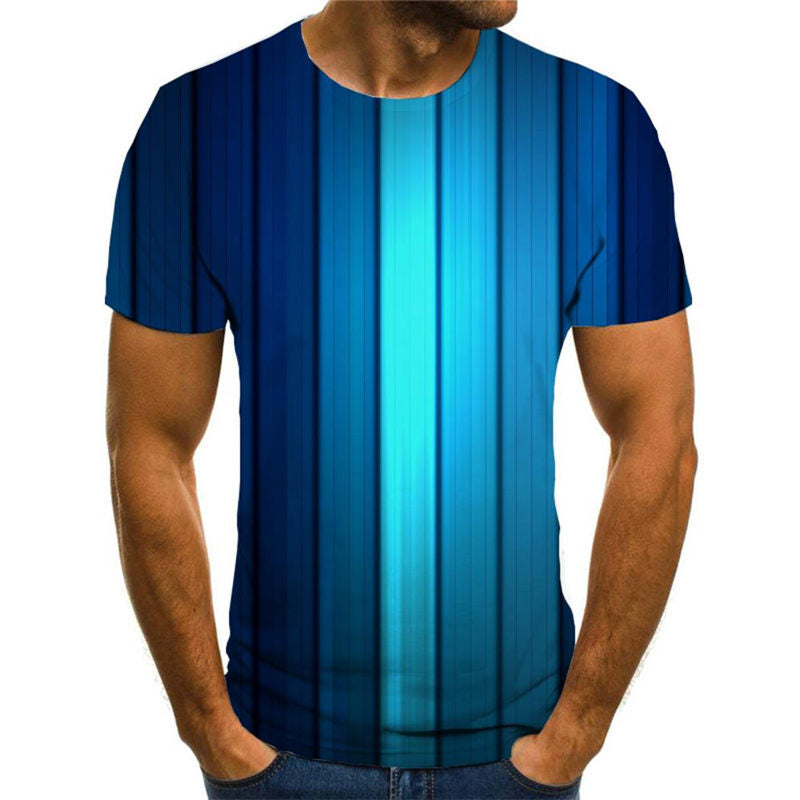 
Gradient blue vertical stripes tshirts shirt tee special texture art costume men different Casual
                