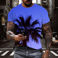 Coconut tree lantern tshirt festival top tee men Cool Christmas art costume
