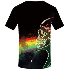 Skull T shirts Men Rainbow Tshirt Printed Black Tshirt Anime Colorful Shirt Print Graffiti Tshirts Novelty Short Sleeve - KYKU