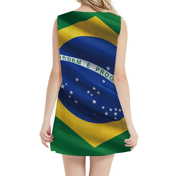 
Brazilian Flag Dress Women Harajuku Vestido Sexy Colorful Office Brazil 3d Print Geometric Sundress Womens Clothing Vintage
                
