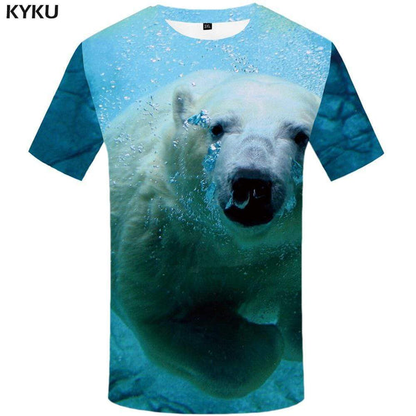 Bear T-shirts Men Animal Tshirts Print Russia T-shirt 3d Ocean T shirts Funny Harajuku Tshirt Anime Mens Clothing Hip hop Unisex - KYKU