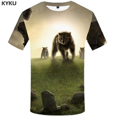 Bear T-shirts Men Russia T-shirt 3d Animal Tshirts Print Love Tshirt Anime Weed T shirts Funny Mens Clothing Casual Unisex - KYKU