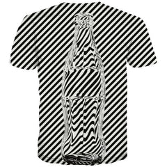 Geometric T-shirt Men Abstract T-shirts Graphic Bottle Tshirts Cool Black And White T shirts Funny Leisure Tshirt Printed - KYKU