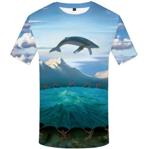 Fish T-shirt Men Animal Tshirts Novelty Shark T shirts Funny Character Tshirt Printed Mountain T-shirts 3d Short Sleeve Hip hop - KYKU