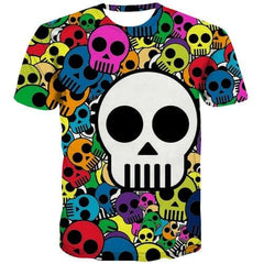 Skull T-shirt Men Colorful Shirt Print Hip Hop T shirts Funny Cosplay T-shirts Graphic Punk Tshirt Printed Short Sleeve Hip hop - KYKU