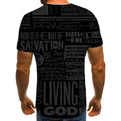 black letters tshirt Hip hop tshirt 3D special texture Cool different art costume men