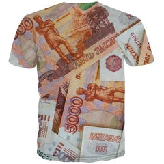 Russian Ruble T-shirt Men Money Tshirts Novelty Russia Tshirt Printed Character Tshirt Anime Harajuku Tshirts Cool Short Sleeve - KYKU