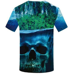 Skull T shirts Men Forest Tshirts Cool Mountain T shirts Funny Ocean Tshirts Novelty Harajuku Tshirt Anime Short Sleeve - KYKU