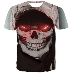 Skull T-shirt Men Flame T-shirts 3d Terror Tshirt Anime Funny Tshirts Cool Cosplay Shirt Print Short Sleeve T shirts Mens Tops - KYKU