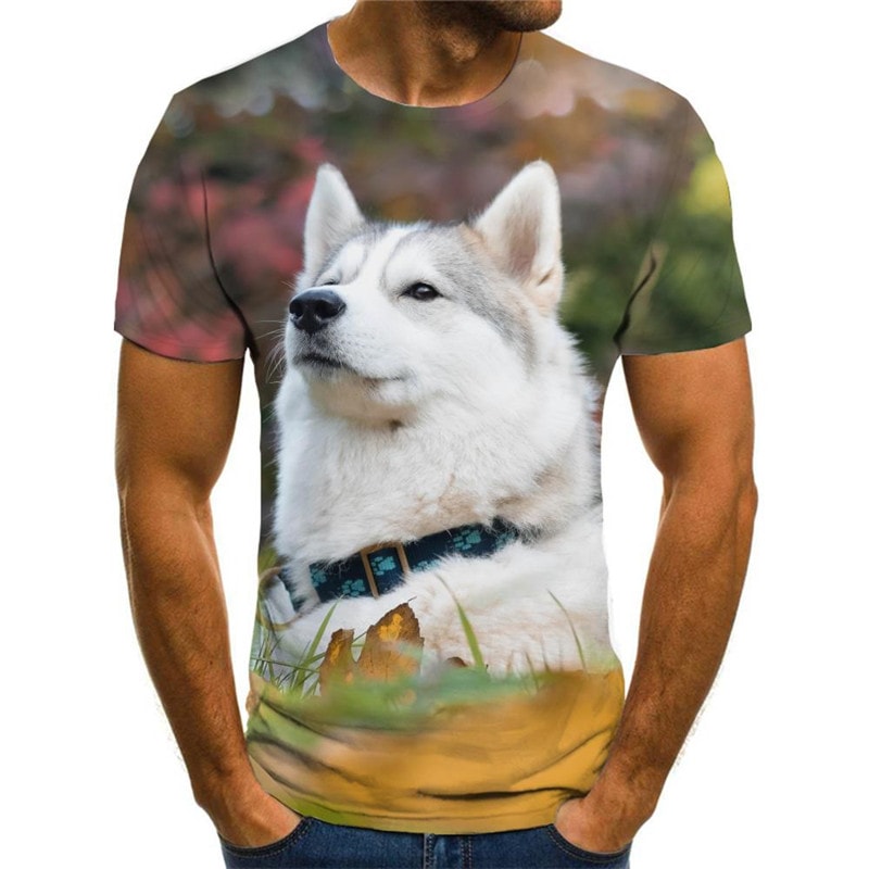 
t shirt Husky dog tee top Puppy Cute Pets big Smart Husky dogs art costume men Casual
                
