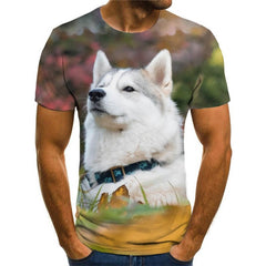 t shirt Husky dog tee top Puppy Cute Pets big Smart Husky dogs art costume men Casual
