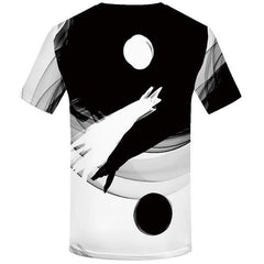 Yin Yang T-shirt Men Black And White T-shirts 3d Harajuku Tshirts Cool Gothic Tshirt Anime Short Sleeve Fashion Men/women Tops - KYKU