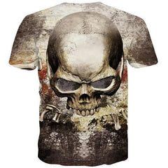 Skull T shirts Men Terror Shirt Print Funny Tshirt Printed Gothic Tshirts Casual Punk Rock Tshirt Anime Short Sleeve Hip hop Men - KYKU
