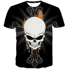 Skull T-shirt Men Terror Tshirts Cool Hip Hop Tshirts Novelty Halloween T-shirts 3d Graffiti Tshirt Printed Short Sleeve Hip hop - KYKU