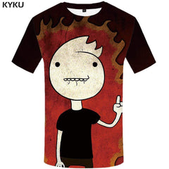 Cartoon T-shirts Men Flame Tshirts Print Graffiti Tshirt Anime Art T shirts Funny Harajuku T-shirt 3d Mens Clothing Graphic - KYKU