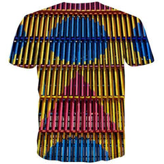 Psychedelic T-shirt Men Graffiti Tshirt Printed Colorful Tshirts Cool Vintage Shirt Print Harajuku T-shirts Graphic Short Sleeve - KYKU