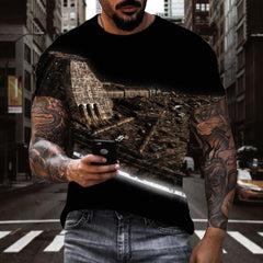 Airship tshirt Print clothes air ship art costume men Casual flying ship
