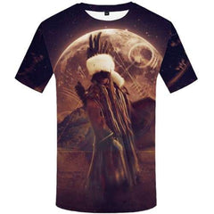 Indians T shirts Men Moon Tshirt Printed Geometric T shirts Funny Mountain Tshirts Casual Native American T-shirts 3d - KYKU