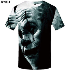 Clown T-shirts Men Blood T shirts Funny War Tshirts Print Retro T-shirt 3d Cosplay Tshirt Anime Mens Clothing Graphic Unisex - KYKU