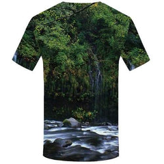 Forest T shirts Men Fish T-shirts Graphic Green T shirts Funny Tree Shirt Print Harajuku Tshirts Cool Short Sleeve T shirts - KYKU