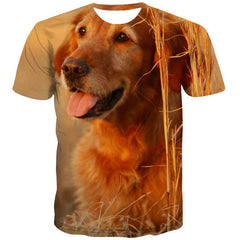 Golden Retriever dog t shirts Funny 3D t shirt Puppy Cute Pets art costume big Smart dogs Cool man