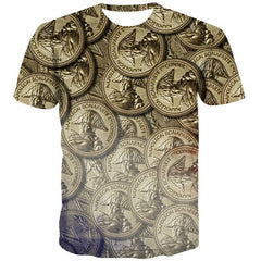 Money T shirts Men France Tshirt Anime Metal Tshirts Novelty Harajuku Tshirts Cool Gothic T-shirts 3d Short Sleeve Punk Rock - KYKU