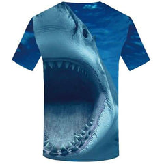Shark T shirts Men Animal Tshirt Anime Blue T shirts Funny Gothic Tshirts Cool Angry Shirt Print Short Sleeve summer Men S-5XL - KYKU