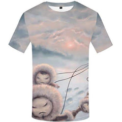 Northern Lights T-shirt Men Aurora Tshirts Casual Colorful T shirts Funny Animal Tshirts Cool Art Tshirts Novelty Short Sleeve - KYKU