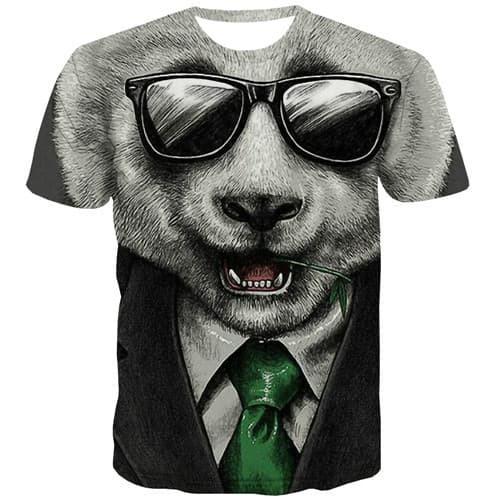Panda T shirts Men Animal T shirts Funny Black And White Tshirts Casual Hip Hop Shirt Print Funny Tshirts Cool Short Sleeve - KYKU