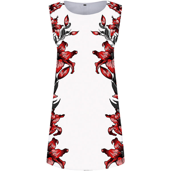Flower Dress Women Art Party Graffiti 3d Print White Beach Black And White Sundress Womens Clothing Summer