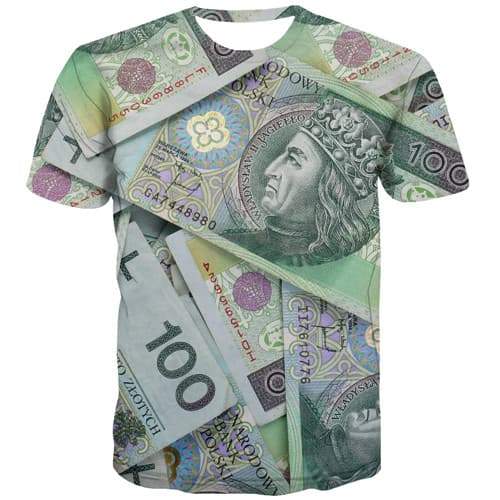 Money T-shirt Men Poland Tshirts Cool Harajuku Tshirt Printed Gothic Tshirts Casual Colorful T-shirts Graphic Short Sleeve - KYKU