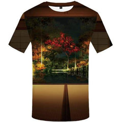 Meditation T shirts Men Buddha Tshirt Printed Forest Tshirts Cool Flower T shirts Funny Harajuku Shirt Print Short Sleeve - KYKU