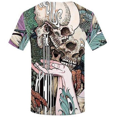 Skull T shirts Men Flower T-shirts 3d Character Shirt Print Harajuku Tshirts Novelty Animal Tshirt Printed Short Sleeve summer - KYKU
