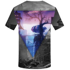 Geometric Flowers T-shirt Men Tree T shirts Funny Mechanical Shirt Print Colorful T-shirts Graphic Vintage Tshirt Printed - KYKU