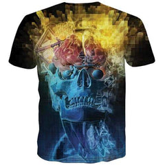 Skull T shirts Men Flame Tshirt Printed Skeleton Tshirt Anime Geometric Tshirts Casual Rock T shirts Funny Short Sleeve Hip hop - KYKU