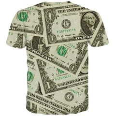 Dollar T-shirt Men Vintage Shirt Print Money Tshirts Cool United States Tshirts Novelty Harajuku T-shirts 3d Short Sleeve - KYKU