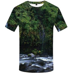 Forest T shirts Men Fish T-shirts Graphic Green T shirts Funny Tree Shirt Print Harajuku Tshirts Cool Short Sleeve T shirts - KYKU