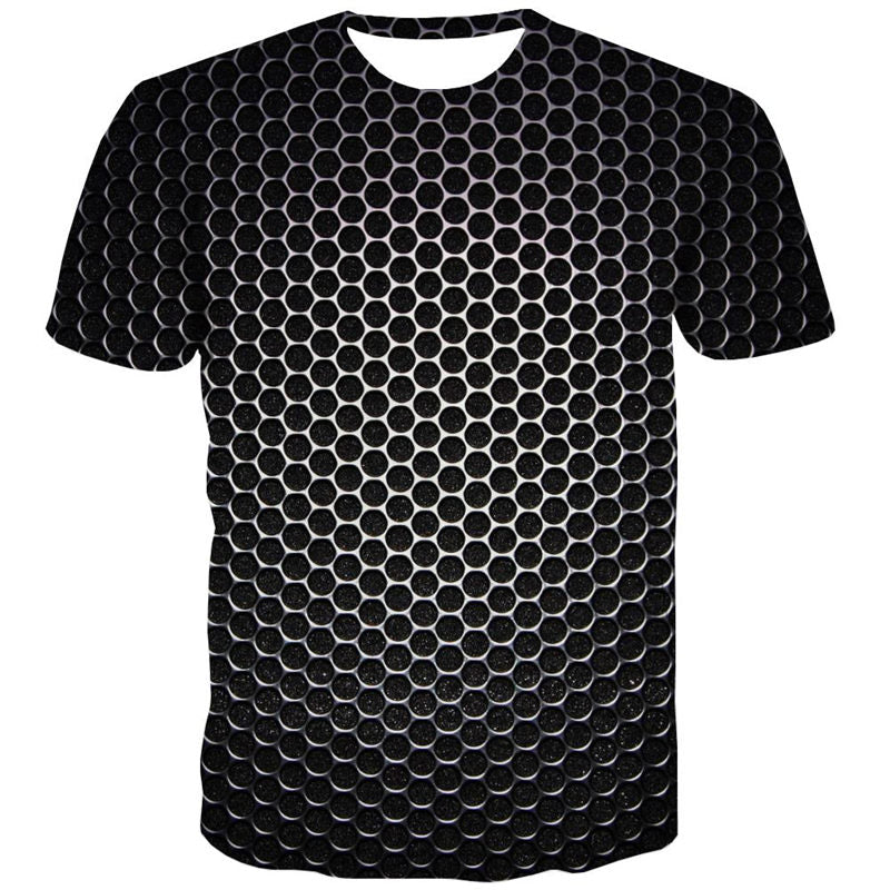 
Round hole metallic texture t shirt t shirt 3D special texture man different Cool art costume
                